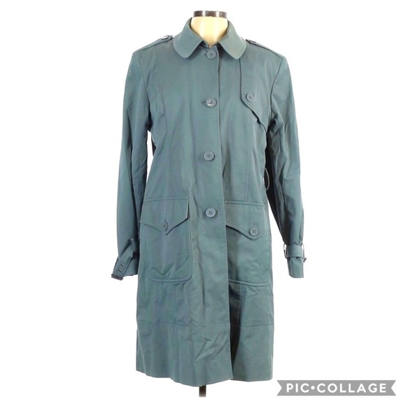 DKNY Slate Gray Colored Long Trench Coat - Picture 1 of 2